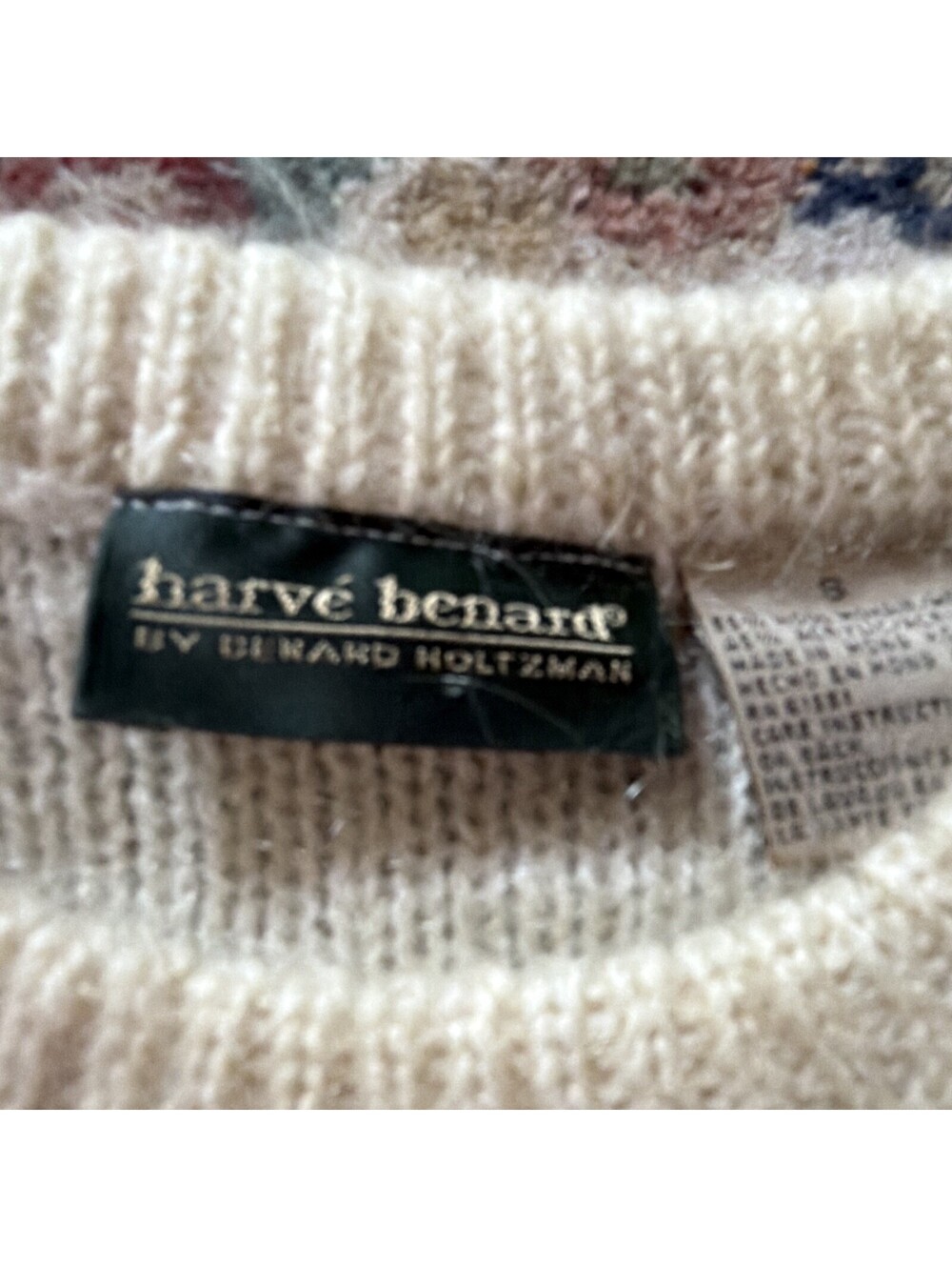 Harvé Benard Women's S Ivory Wool Mohair Blend Crew Neck Knit Pullover Sweater - Picture 2 of 9